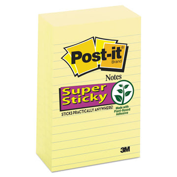 Post-it® Notes Super Sticky Canary Yellow Note Pads, Lined, 4 X 6, 90-sheet, 5-pack freeshipping - TVN Wholesale